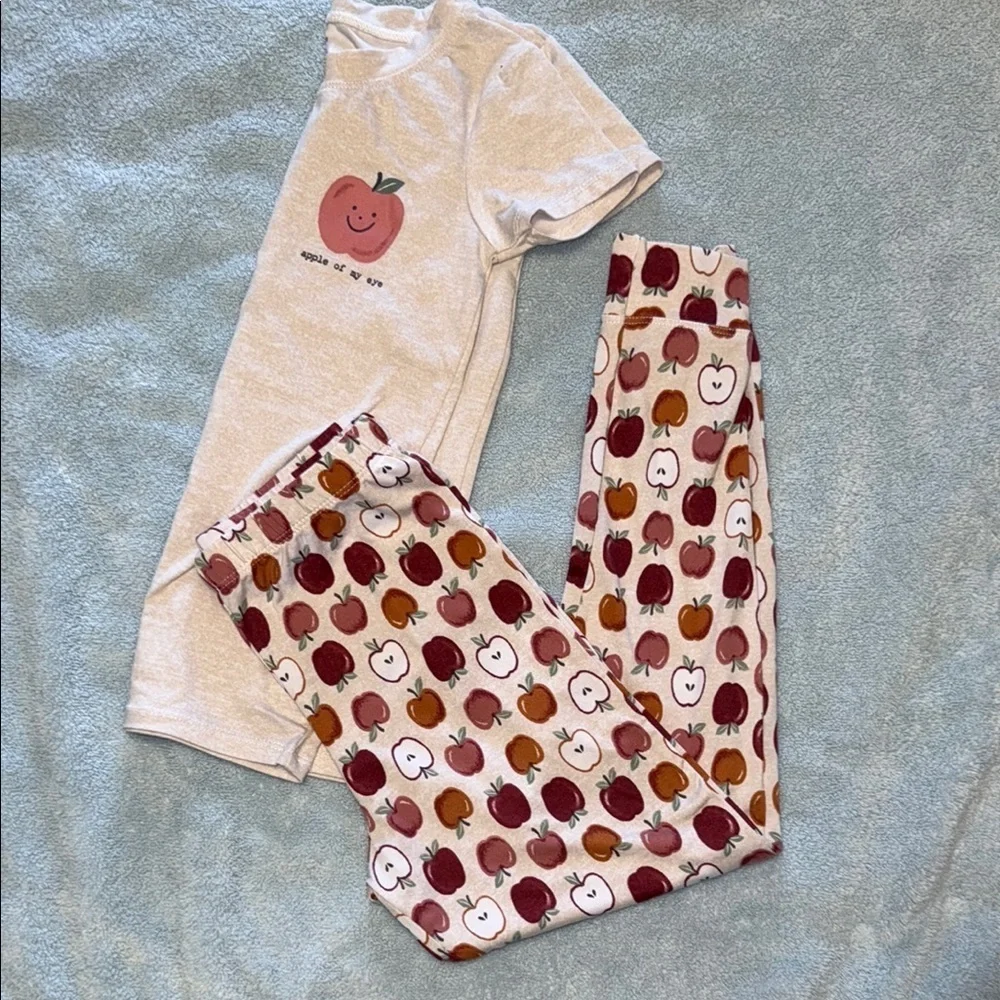 Cute Apple Print Pajama Set